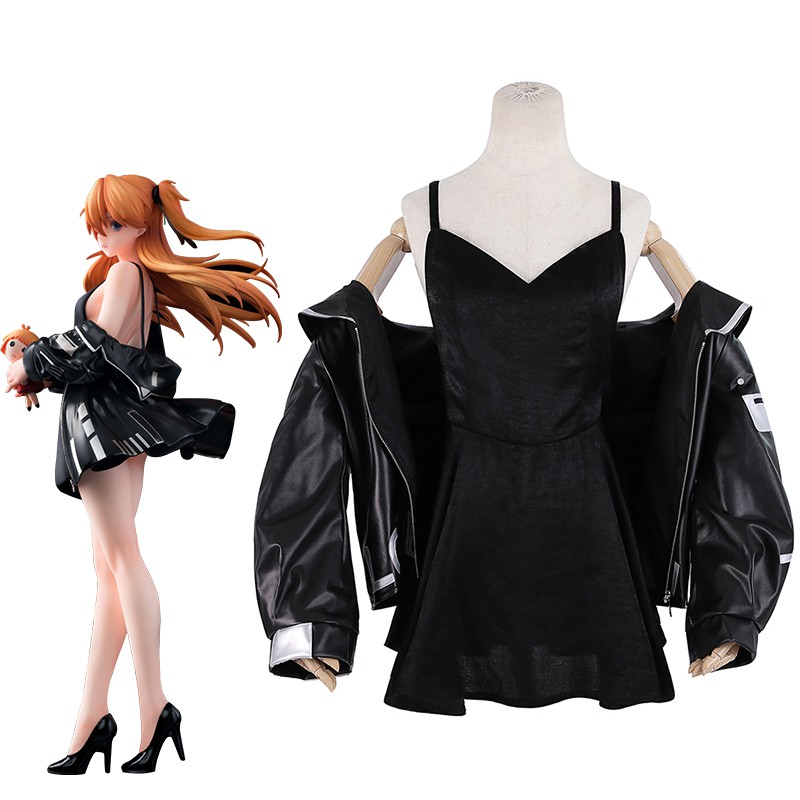 ASS Studio EVA Asuka Black Dress Cosplay Costume
