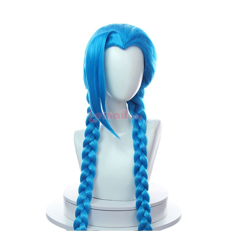 130cm LOL Arcane Jinx Blue Long Woman Cosplay Wigs
