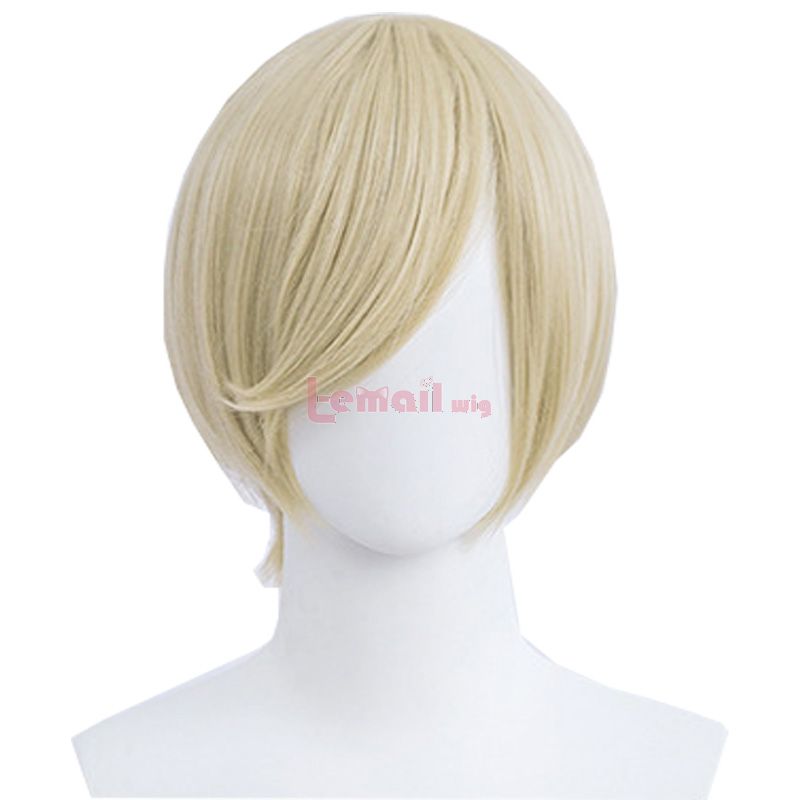 30cm Short Straight Light Blonde General Anime Cosplay Wigs