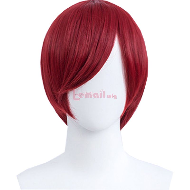 30cm Short Straight Wine Red General Anime Cosplay Wigs