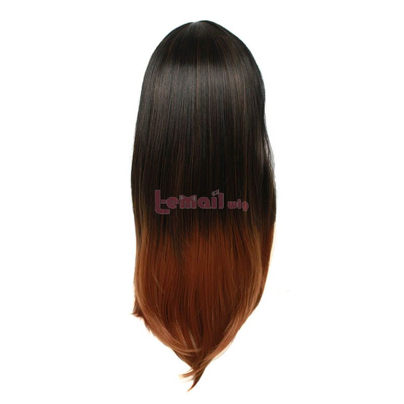 55cm Long Charm Sweet Women Black Gradient Brown Fashion Wigs