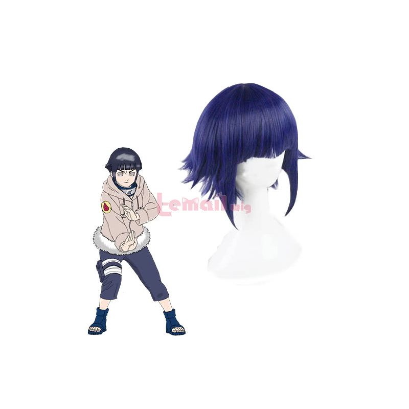 Naruto Hinata Hyuga Short Blue Fluffy Cosplay Wigs