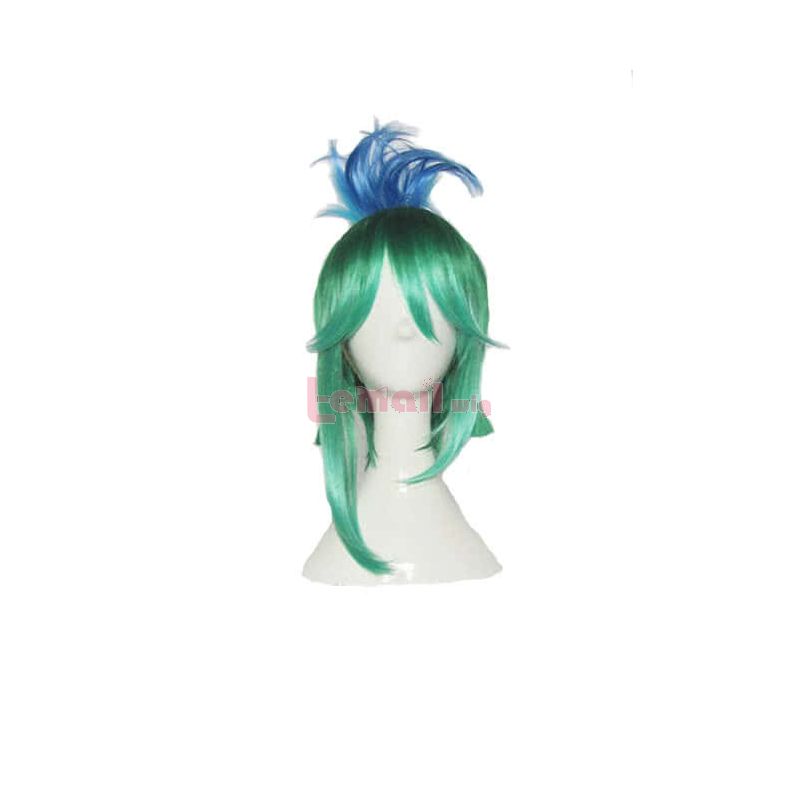 Game League Of Legends Riven Green Mixed Blue Cosplay Wig