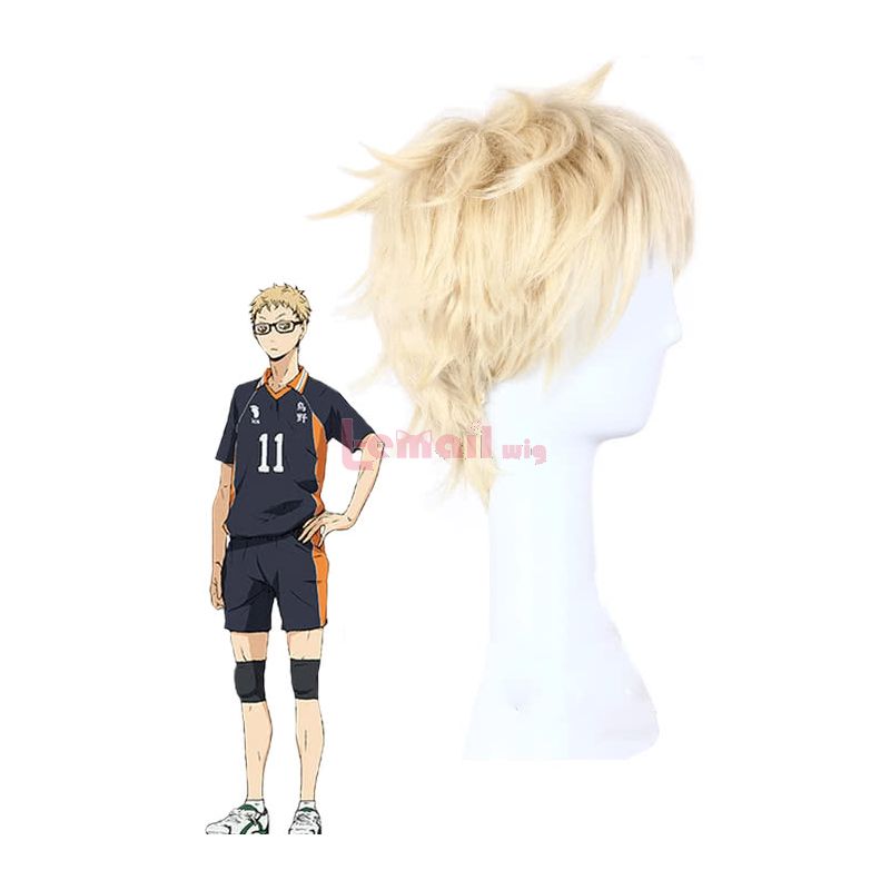 Haikyū!!Kei Tsukishima Blonde Short Cosplay Wig 