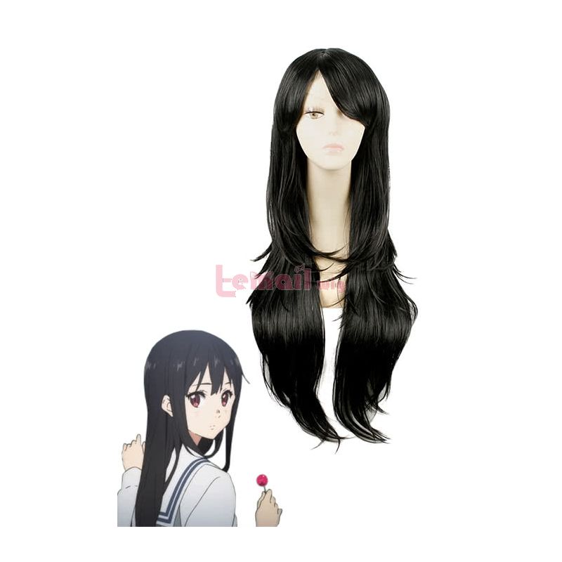 Beyond the Boundary Nase Mitsuki Long Straight Synthetic Hair Black Party Cosplay Wigs 