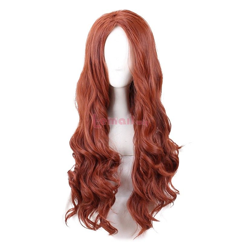 Black Widow Natasha Romanoff Reddish Orange Long Curly Synthetic Hair Cosplay Wig