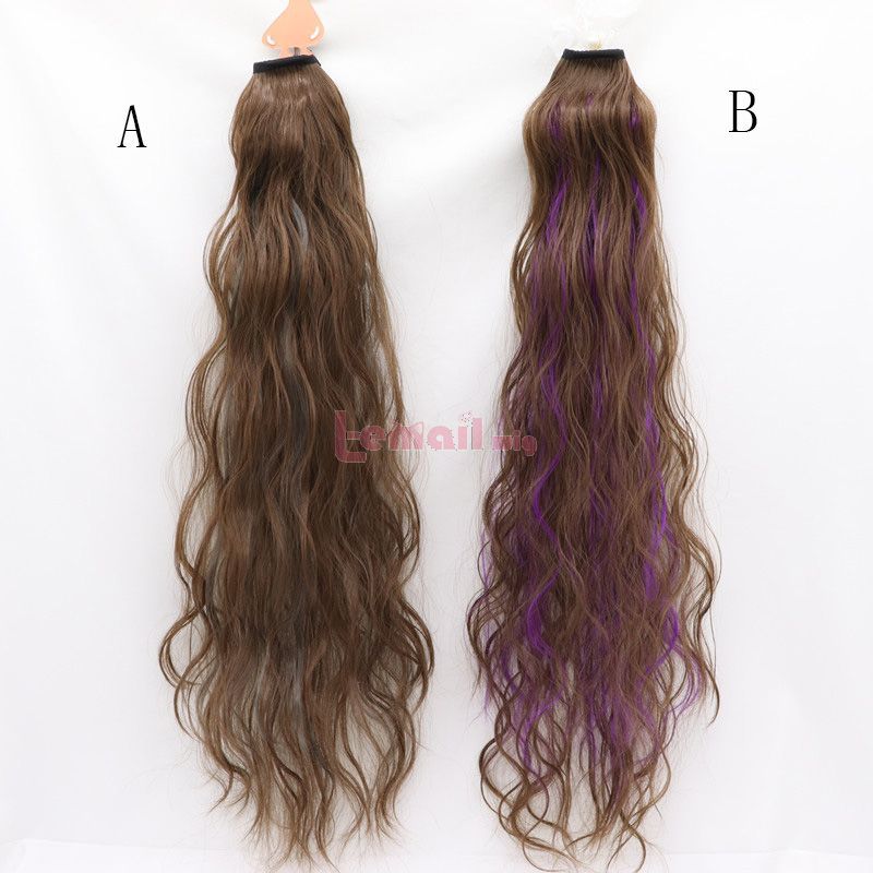 Fashion Long Curly Hair Brown Ponytail Cosplay Wigs