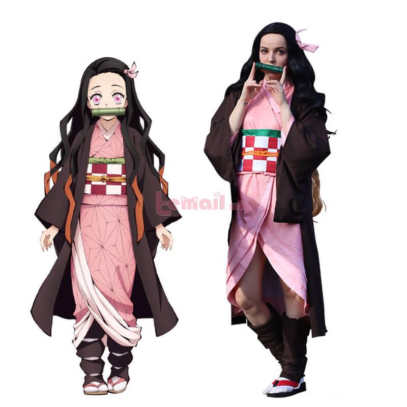 Demon Slayer Nezuko Kamado Fullset Kimono Cosplay Costumes