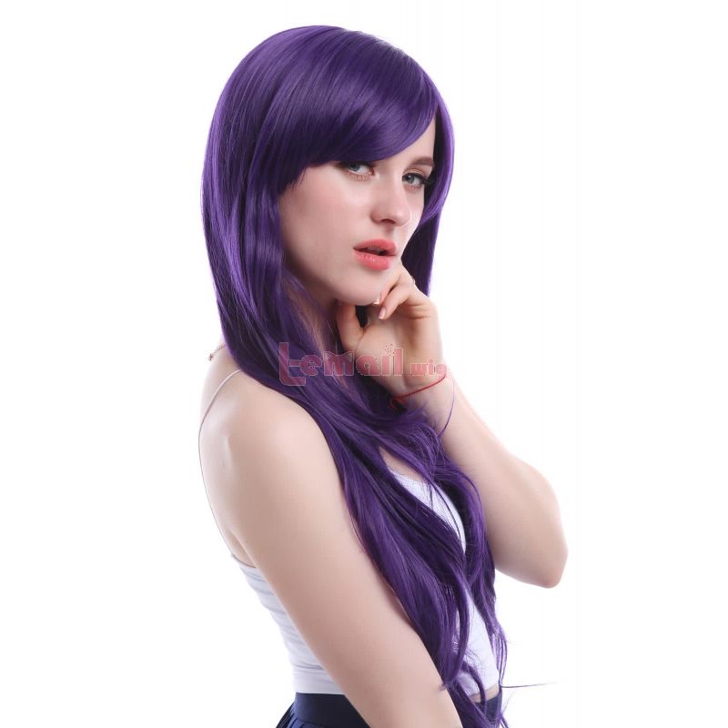 Fashion Women 80cm Long Straight Purple Cosplay Hair Wig