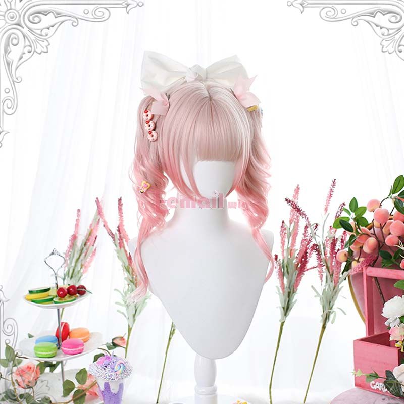 Fashion Girls Lolita Long Curly Mixed Pink 40cm Cosplay Wigs