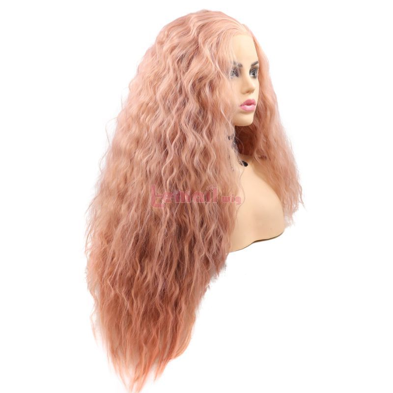 Fashion Long Big Wave Hair Rose Golden Lace Front Wigs Cosplay Wigs