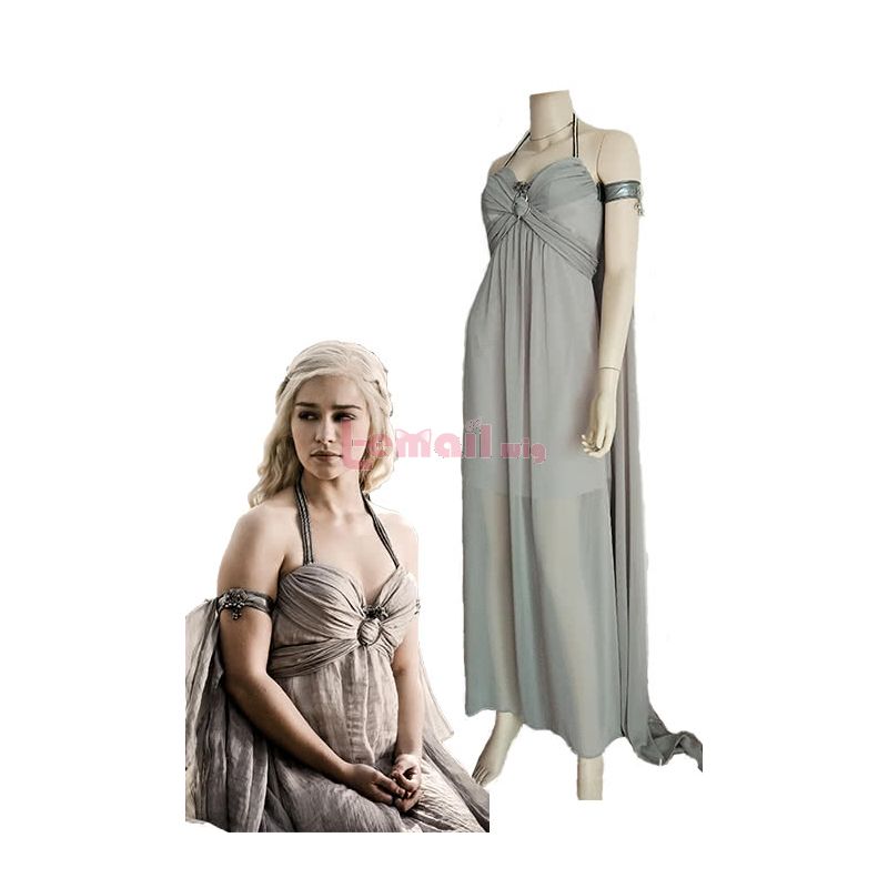 Game Of Thrones Daenerys Targaryen Grey Dress Cosplay Costume 