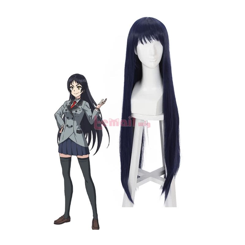 Anime Shimoneta Ayame Kajou Cosplay Wig 100cm Long Straight Blue Wig 