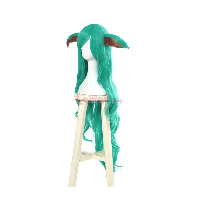 Game League of Legends Star Guardians Soraka Cosplay Wigs Synthetic Long Curly Green Women Cosplay Wigs