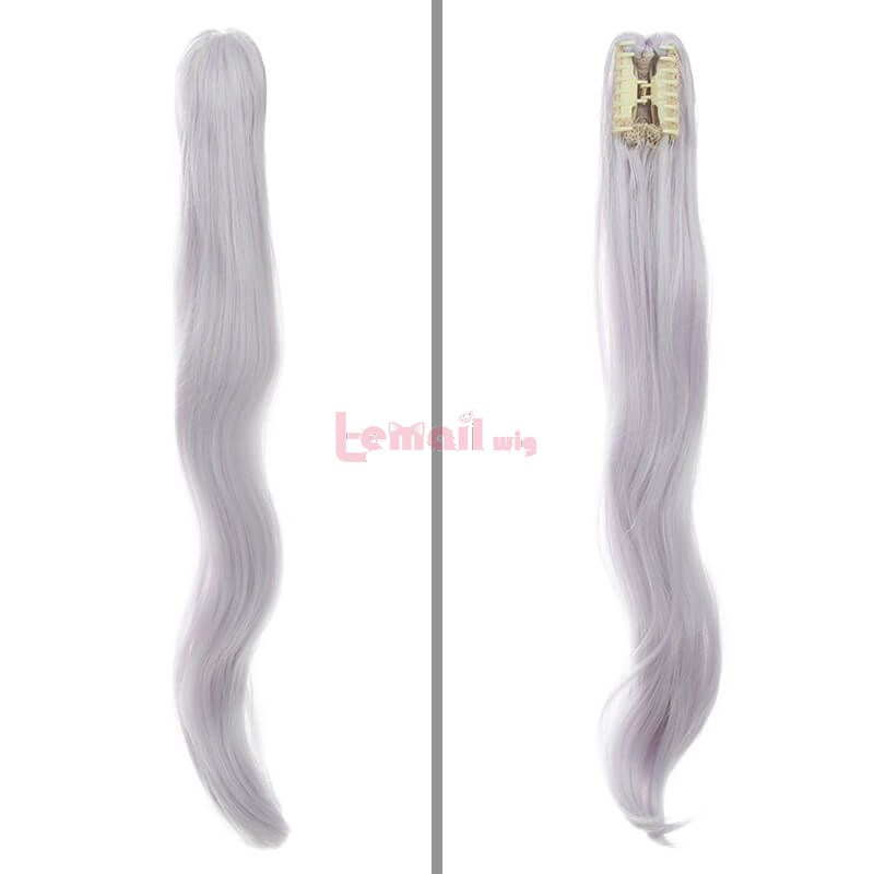Genshin Impact Ayaka Long Gray Mixed Blue Ponytail Cosplay Wigs