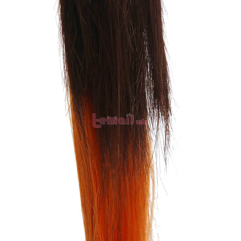 Genshin Impact ZhongLi Long Gradient Brown Ponytail Cosplay Wigs