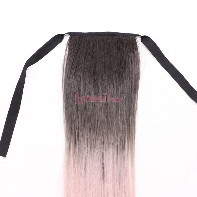 Fashion Long Straight Hair Gradient Pink Ponytail Lace Front Wigs Cosplay Wigs