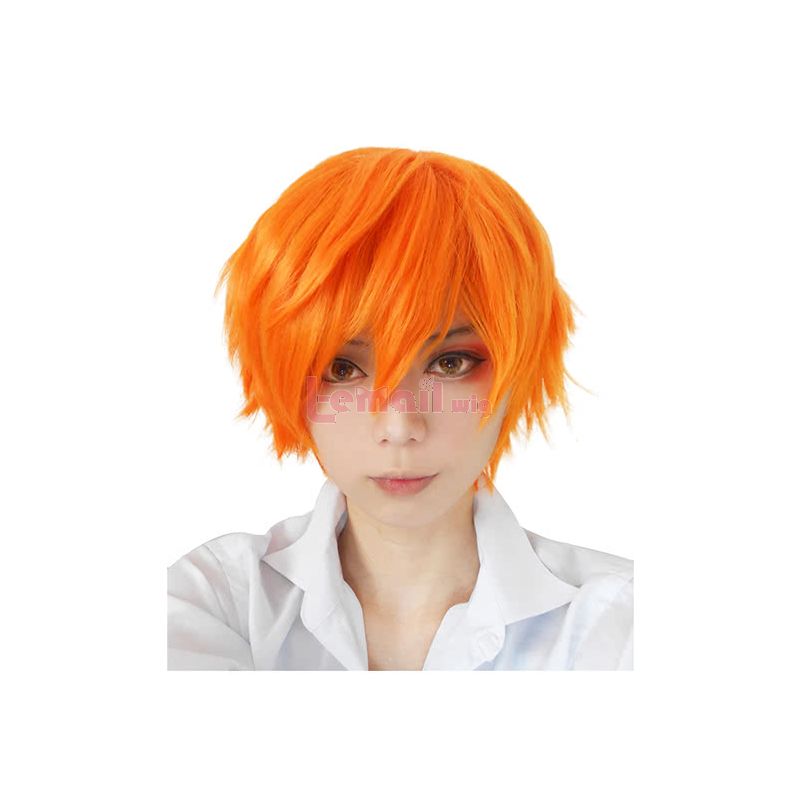 Haikyuu!! Shōyō Hinata Anime Bright Orange Short Synthetic Straight Styled Cosplay Wigs 