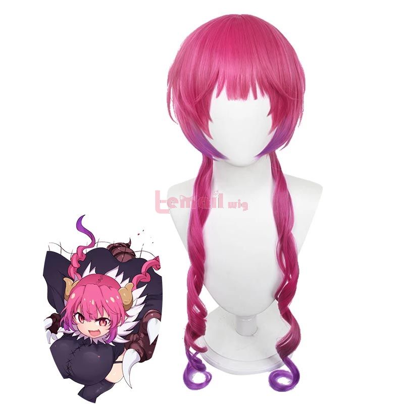 Kobayashi-san Chi no Maid Dragon Ilulu Gradient Pink Cosplay Wigs
