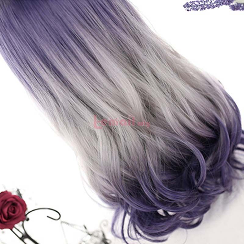 Lolita 50cm Wavy Gradient Grape Color Trendy Cosplay Wigs