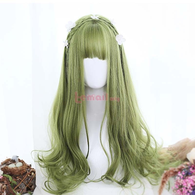 Lolita 60cm Wavy Avocado Color Trendy Cosplay Wigs