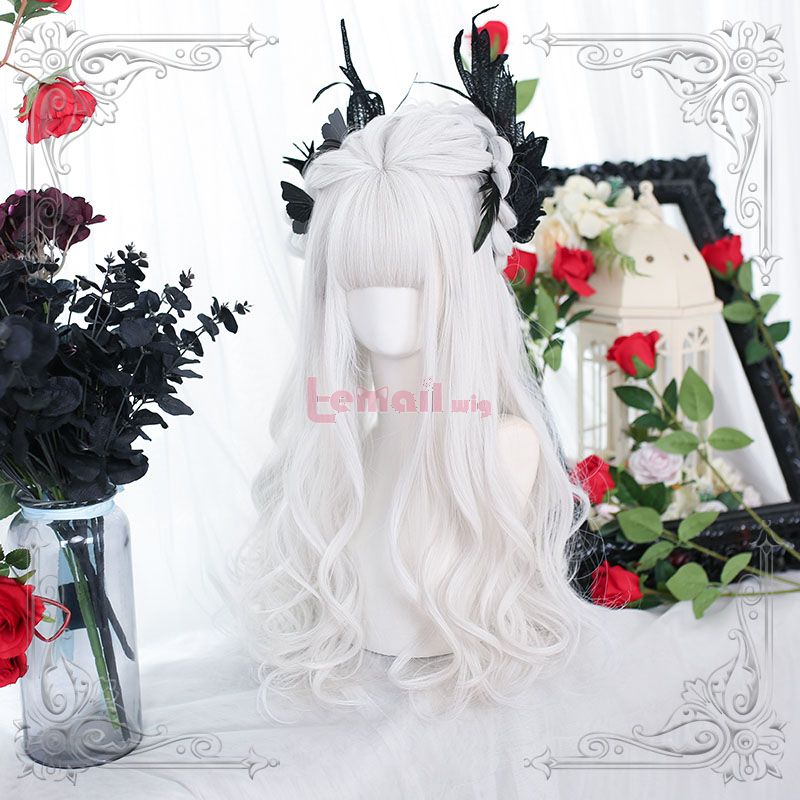 Lolita Grey White Long Curly Cosplay Wigs