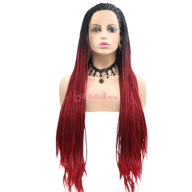 Fashion Long Straight Hair Gradient Red Lace Front Cosplay Wigs