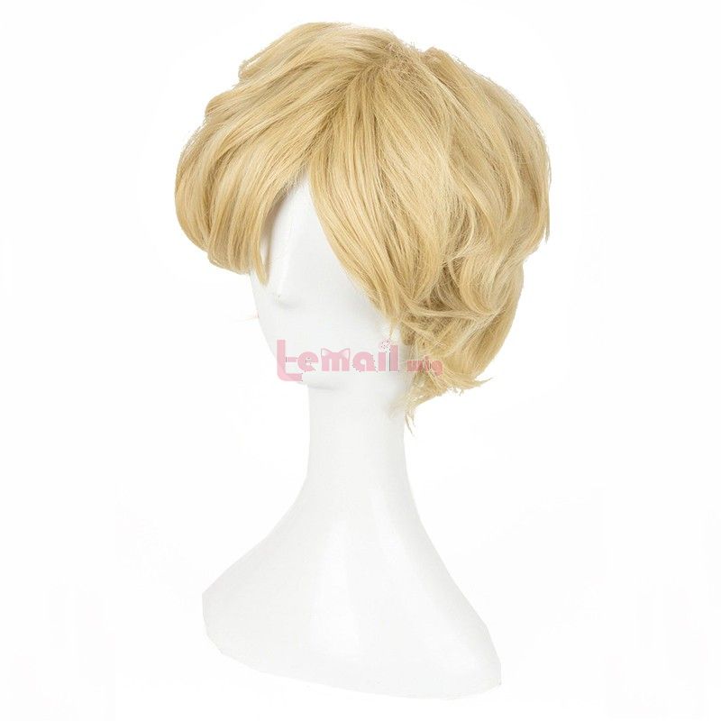 Sailor Moon Tenoh Haruka 25cm Short Golden Curly Cosplay Wigs