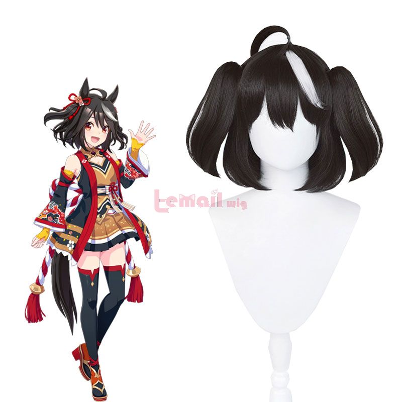 Uma Musume Pretty Derby Kitasan Black Double ponytail Cosplay Wigs with Ears