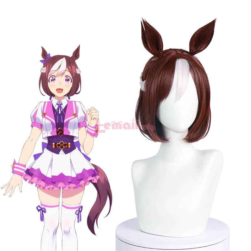Anime Uma Musume Pretty Derby Special Week Short Straight Brown Cosplay Wigs