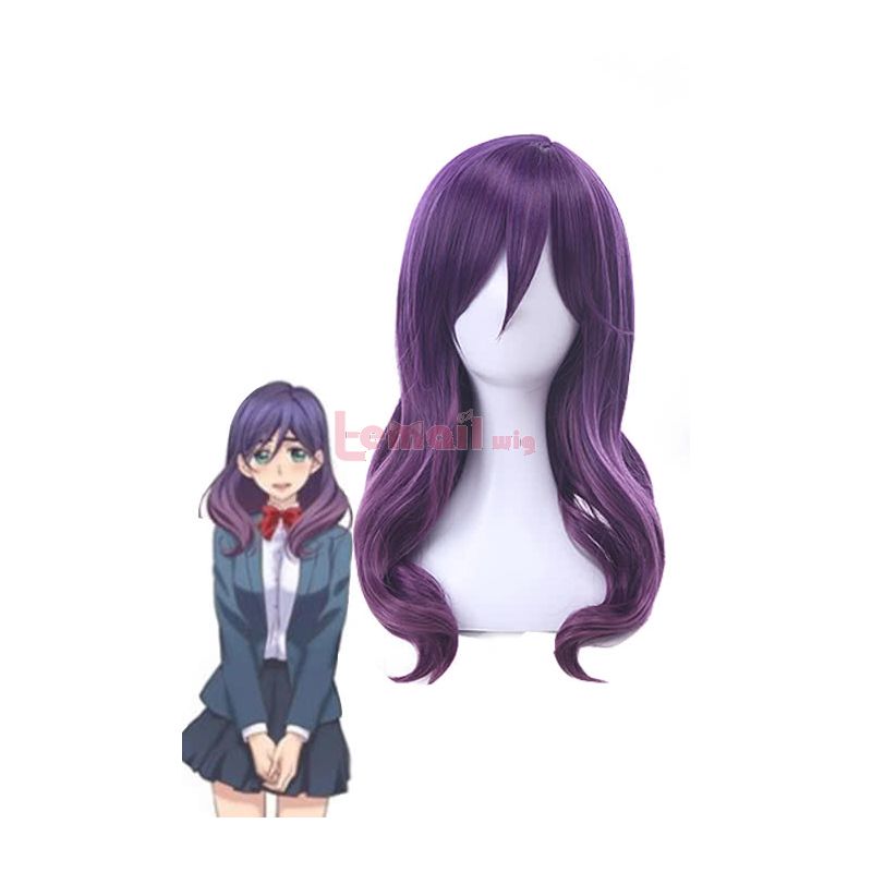 Watashi ga Motete Dousunda (Kiss Him, Not Me) Kae Serinuma Purple Medium Long Curly Cosplay Wigs