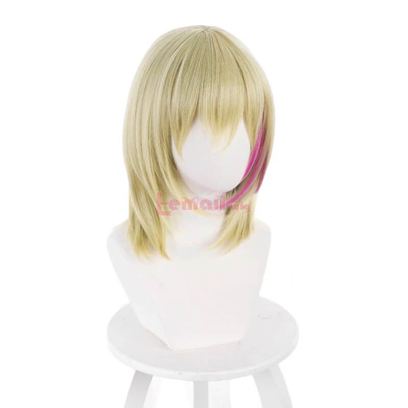 Wonder Egg Priority Rika Kawai 40cm Long Blonde Mixed Pink Cosplay Wigs