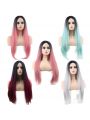60cm Long 6 Colors Anime Straight Smooth Black Gradient Cosplay Wigs