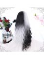 Fashion Lolita 60cm Wavy Long Black Mixed White Trendy Cosplay Wigs