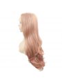 Fashion Long Curly Hair Pink Rose Gold Lace Front Wigs Cosplay Wigs