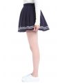 Japan High School Girls Uniforms Blue Solid Pleated Mini Skirts Dress