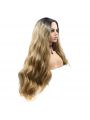 Fashion Long Curly Hair Gradient Golden Blonde Lace Front Wigs Cosplay Wigs