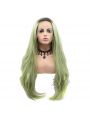 Fashion Long Curly Hair Gradient Light Green Lace Front Wigs Cosplay Wigs