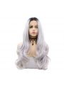 Fashion Long Curly Hair Gradient Gray Lace Front Cosplay Wigs