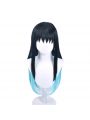 Kimetsu no Yaiba Tokitou Muichirou Long Black Gradient Blue Cosplay Wigs