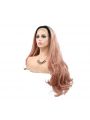 Fashion Long Curly Hair Gradient Pink Lace Front Wigs Cosplay Wigs