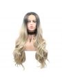 Fashion Long Curly Hair Gradient Light Brown Lace Wigs