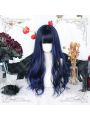 Lolita Black Mixed Blue Long Curly Cosplay Wigs