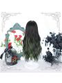 Lolita Black Mixed Green Long Curly Cosplay Wigs