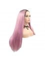 Fashion Long Straight Hair Gradient Pink Lace Front Wigs Cosplay Wigs