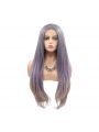 Fashion Long Straight Hair Purple Gradient Lace Front Wigs