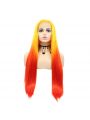 Long Straight Hair Yellow Red Lace Front Wigs Cosplay Wigs