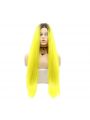 Fashion Long Straight Hair Gradient Yellow Lace Front Cosplay Wigs