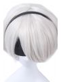 NieR:Automata YoRHa No. 2 Type B Short Straight Silver Synthetic Hair Cosplay Wigs 